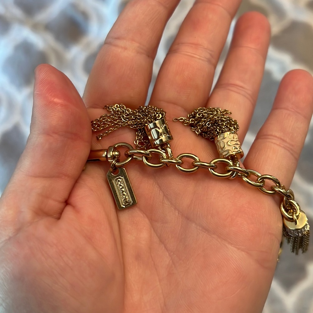 Coach gold and crystal tassel charm bracelet - Picture 3 of 6